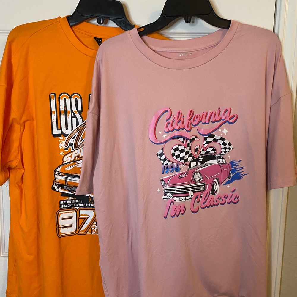 New Unisex California Classic 2 pack oversized T-Shirt bundle - Pink & Orange